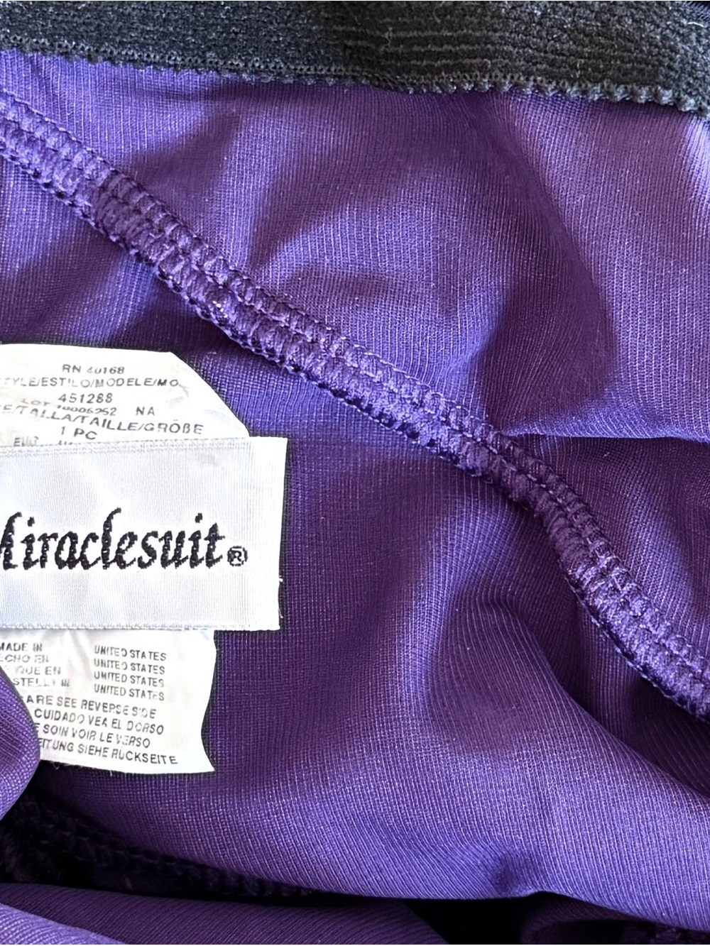 MIRACLESUIT DARKER PURPLE ONE PIECE SWIMSUIT SZ 10 EXCELLENT - Picture 5 of 6